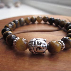 Tigers Eye Bracelet, Buddha bracelet, Mens bracelet, Mens beaded bracelet, Unisex bracelet, Beaded Buddha Bracelet, UK jewellery image 6