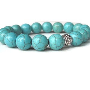 Turquoise bracelet, mens beaded bracelet, mens bracelet, mens jewellery, bracelet uk image 2