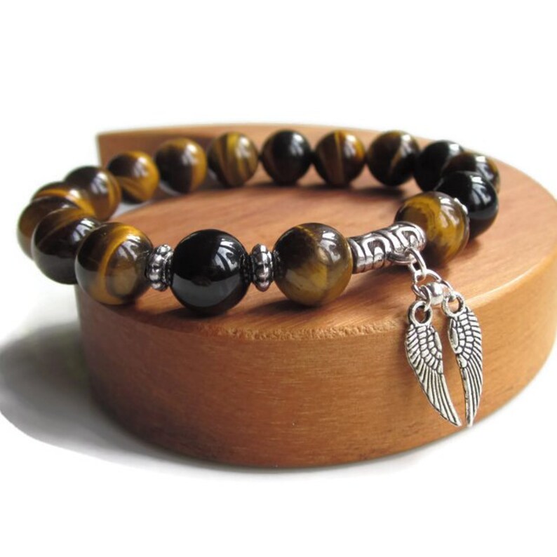 Mens beaded bracelet, mens gift idea, Tigers Eye bracelet, Protection bracelet image 3