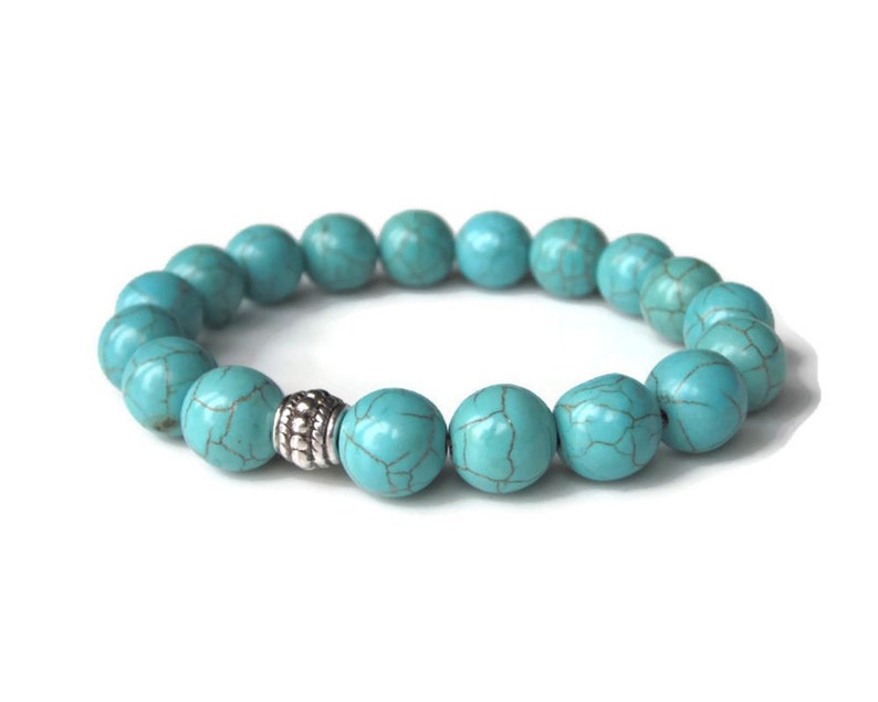 Turquoise bracelet, mens beaded bracelet, mens bracelet, mens jewellery, bracelet uk image 3