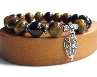 Mens beaded bracelet, mens gift idea, Tigers Eye bracelet, Protection bracelet