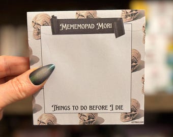 Mememopad Mori Gothic ジャンボ付箋 | スカル スプーキー メモ帳 | 4インチ x 4インチ 50ページ