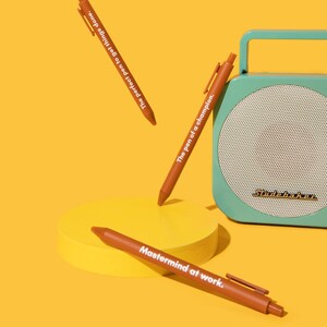 Mastermind Stifte Set | Gel Click Pen Geschenkset 3 Stifte in Karamell | Boss Lady Geschenk Stifte | Unisex Geschenk für ihn sie | Büro-Boss Mitarbeiter