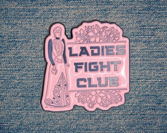 Ladies Fight Club Enamel Pin Victorian Funny Lapel Pin
