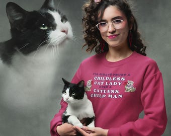 Childless Cat Lady Over Catless Child Man Unisex Heavy Blend™ Crewneck Sweatshirt
