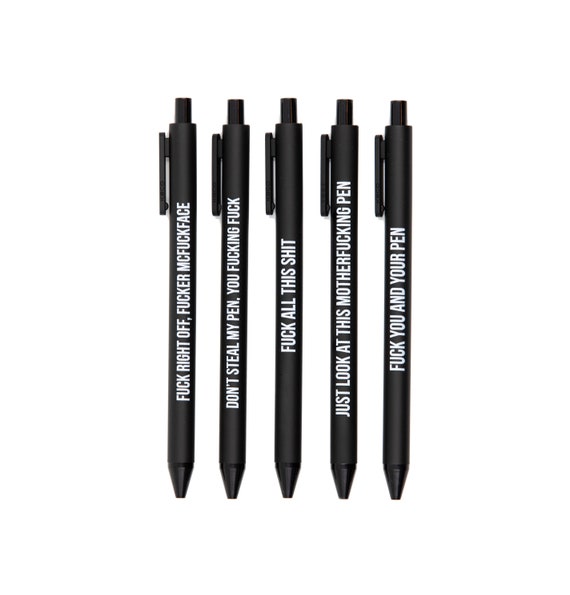 Sweary Fuck Pens Cussing Pen Gift Set 5 Black Fuck You Pens Profanity Gel Pen  Set Funny Pens -  Denmark