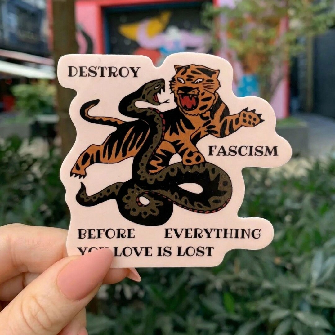 Destroy Fascism Tiger Sticker | Bold Protest Vinyl Decal | Activist ...