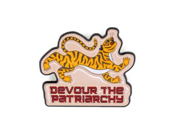 Devour the Patriarchy Feminist Tiger Enamel Pin | GetBullish Feminism Smash the Patriarchy Lapel Pin Badge
