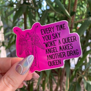 Woke Queer Angel Drag Queen Sticker  | Weatherproof phone laptop water bottle decorative decals funny notebook car bike bumper lgbtq  pride