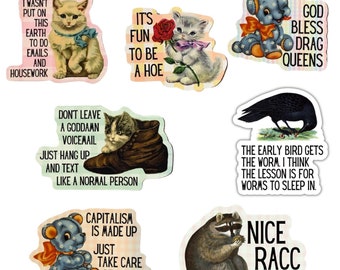 Vintage Animal Sticker Pack - 7 Designs