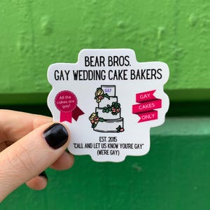 Bear Bros Gay Hochzeitstorte Baker Vinyl Aufkleber Wasserdicht Laptop Computer Wasserflasche Abziehbild