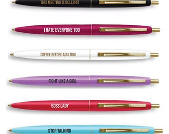 Snarky Boss Lady Pen Set in Brilliant Multicolor - Set of 6 Pens