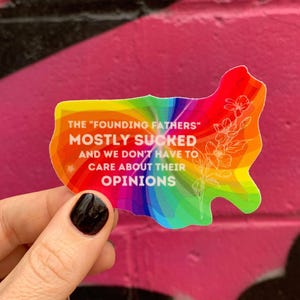 Les pères fondateurs ont principalement sucé l'autocollant | Décalcomanie découpée en vinyle carte de l'Amérique | Fierté LGBTQIA | Sticker bouteille d'eau pour téléphone portable
