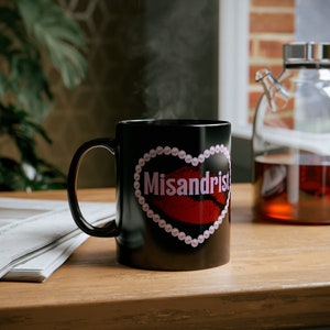 Misandrist Black Mug | Heart Lips Illustration