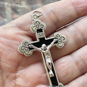 Amazing Black Enamel Pectoral Rosary Crucifix Large