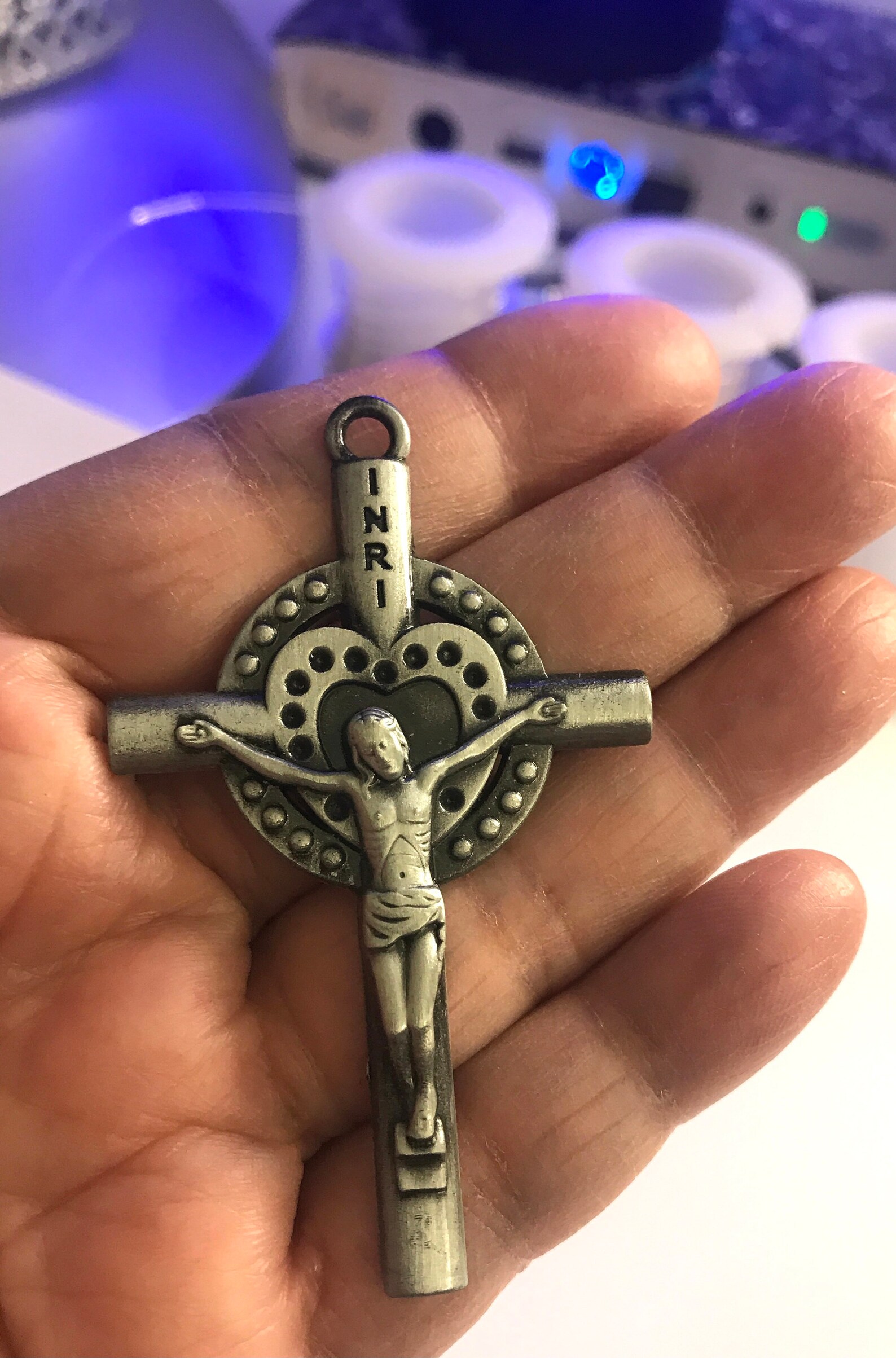Halo Heart Crucifix Catholic Rosary Supplies Diy Rosary Parts Etsy