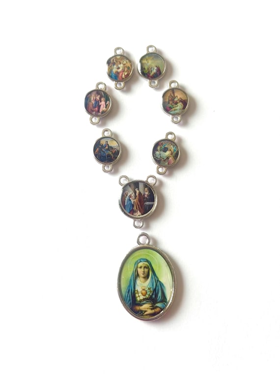 Seven Sorrows Siete Dolores of Mary Chaplet Parts Set