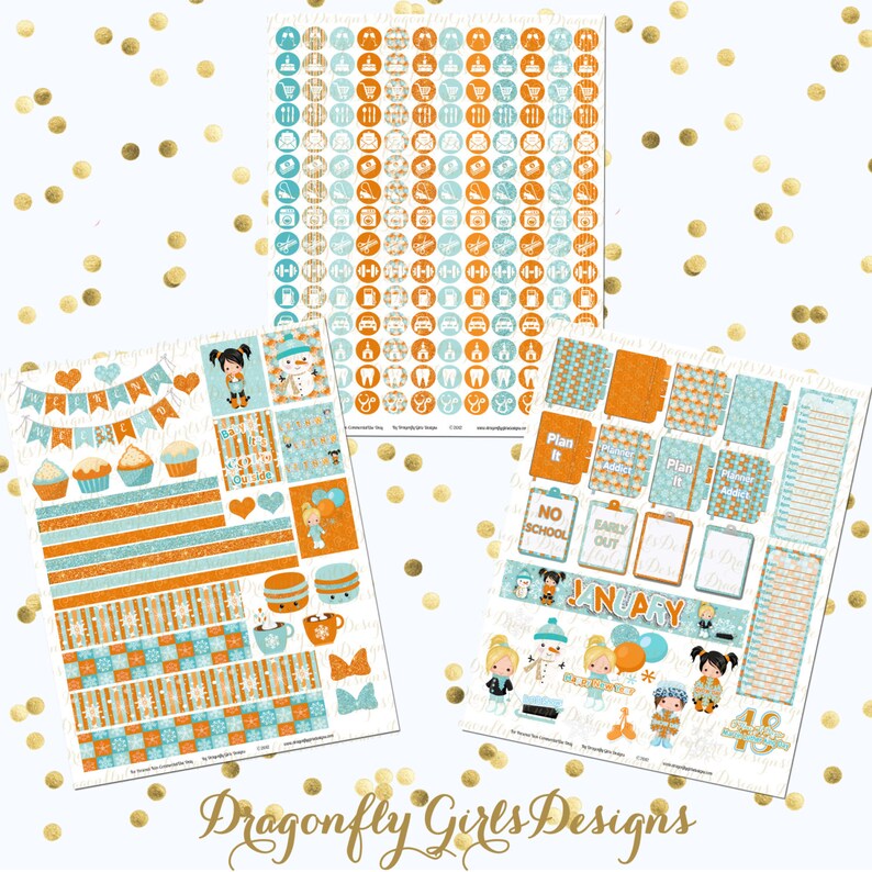 January Printable Planner Stickers Monthly Kit 695 Stickers | Etsy