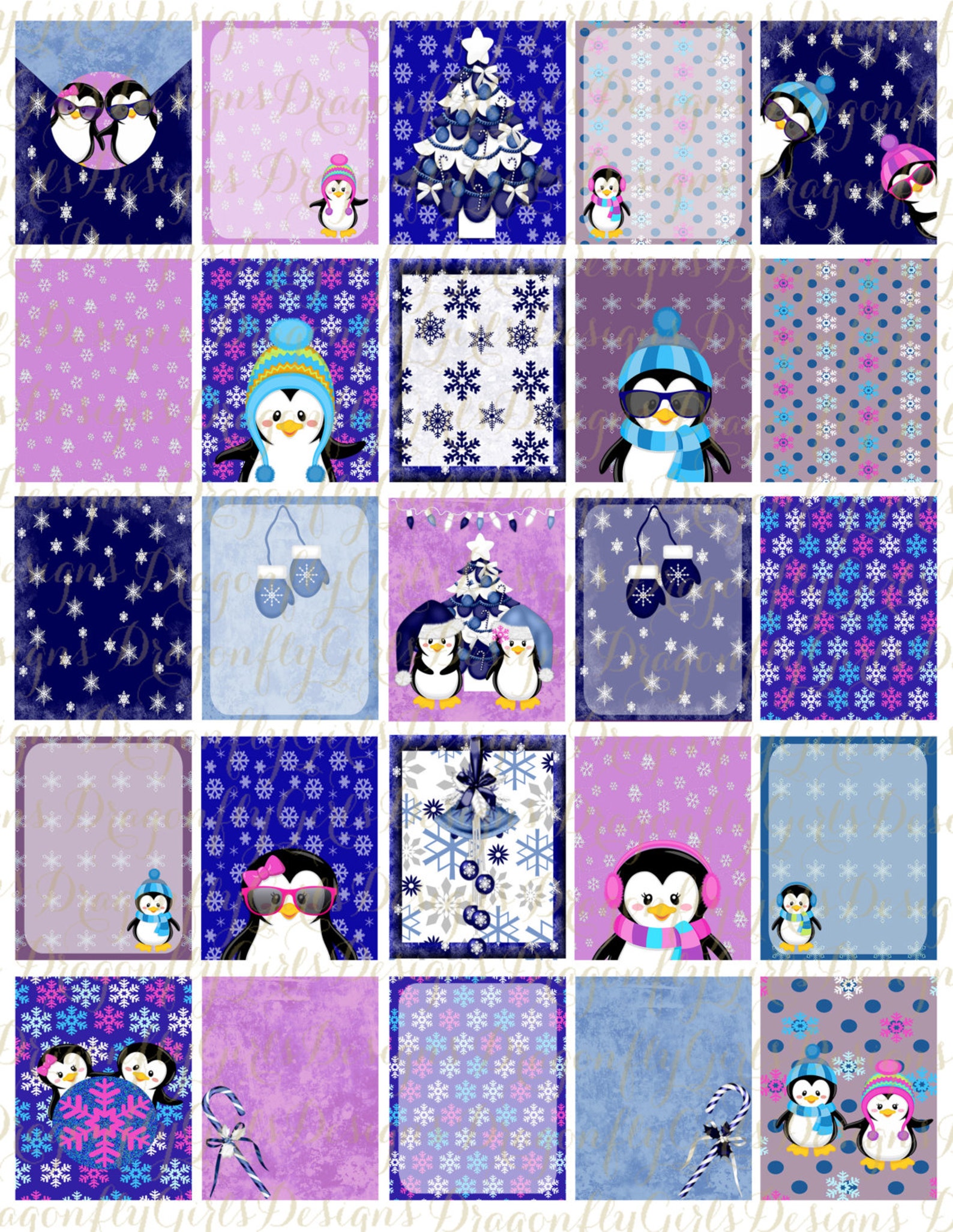 Cool Penguins Printable Planner 25 Squares Large Boxes - Etsy