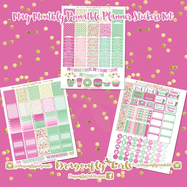 50 OFF DIY May Printable Planner Stickers Monthly Kit 500 Etsy