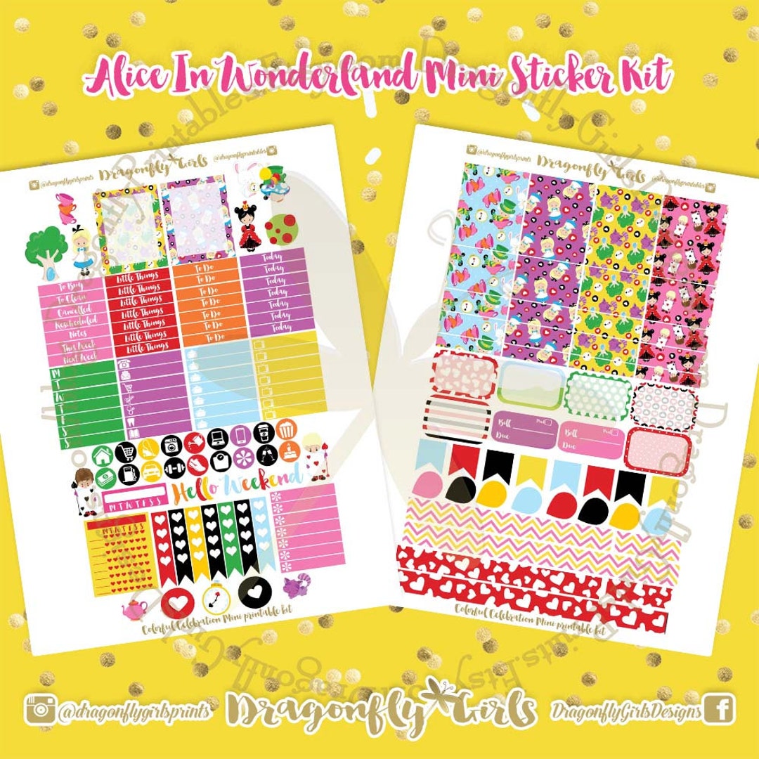 Alice in Wonderland Printable Planner Stickers Mini Kits Pdf 2 - Etsy