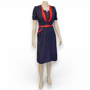 navy blue dress with red belt Navy Belted Button Front Mini Dress - All Dresses