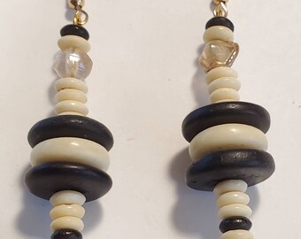 African Batik Bone Dangle Earrings