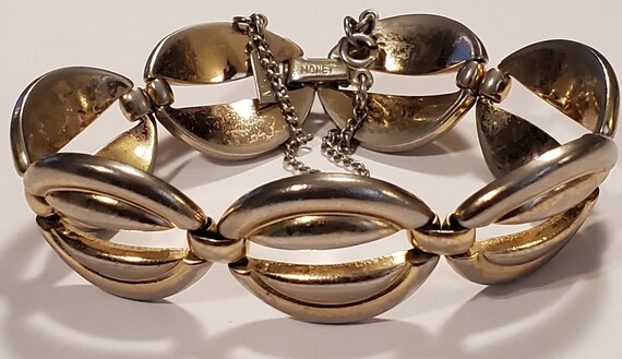 MONET Silver Tone Solid Metal Link Bracelet - image 1