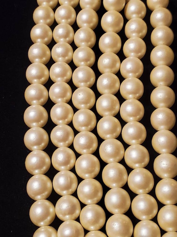 1950's CAROLEE Faux Pearl MultiStrand Goldtone Me… - image 4