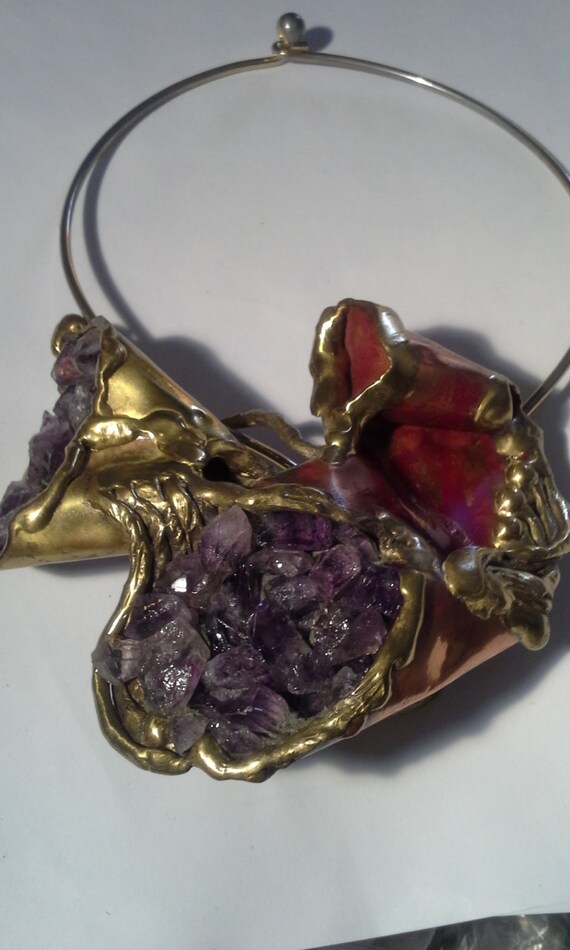Carvalhu Brazilian Brass Buckle w/ Amethyst Quartz Carvalhu Brutalist Belt Buckle Brass Copper Amethyst. 321 | eBay main image 2