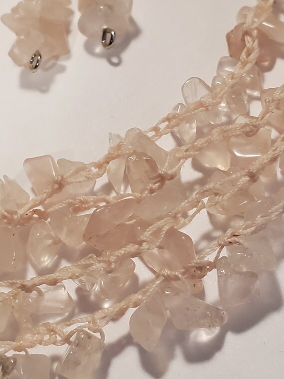 Rose Quartz Gemstone Chip Bead Multi Strand Choke… - image 4