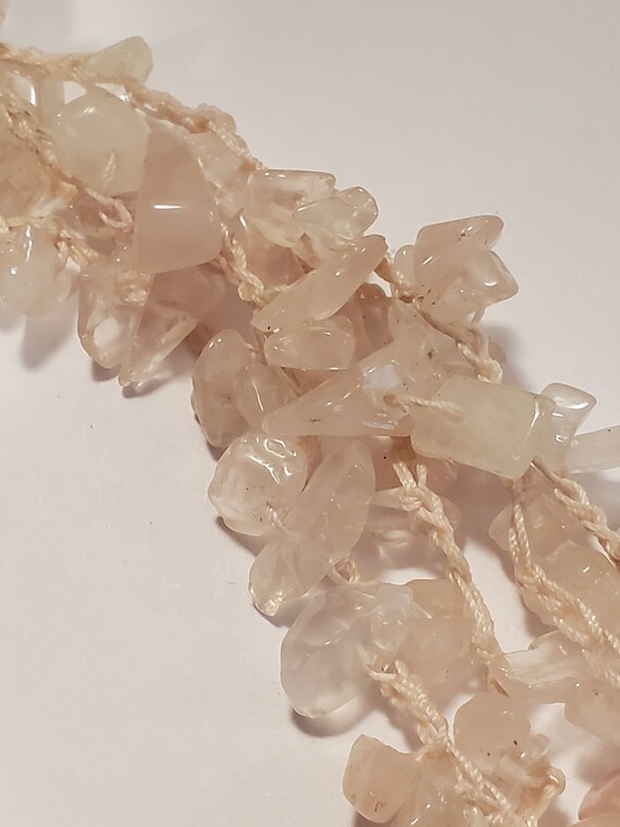 Rose Quartz Gemstone Chip Bead Multi Strand Choke… - image 6