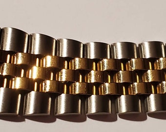 Stainless Steel Men's Link Two Tone Bracelet Clasp Watchband