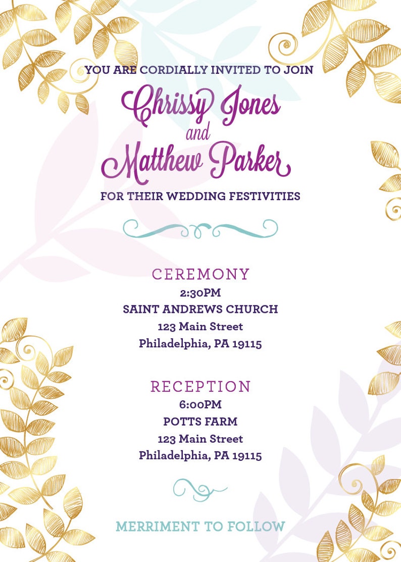 PRINTABLE Wedding Invitation Gold Standard Collection