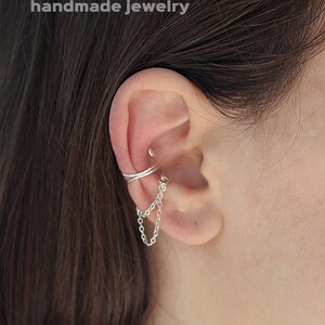 Gothic ear cuff Tribal ear cuffs No pierced Silver earcuff Cartilage earrings Fake piercing Minimalist ear jacket Simple cuff earring Boho