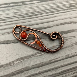 Shawl Pin, Scarf Pin, Sweater Brooch Shawl Pin Copper Wire Scarf or Sweater Pin Jewelry Copper Brooch handmade pins
