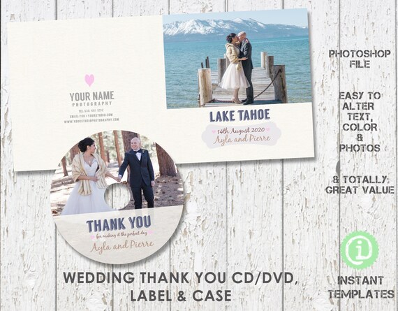 Wedding Thank You Cd Dvd Label And Case Template Etsy