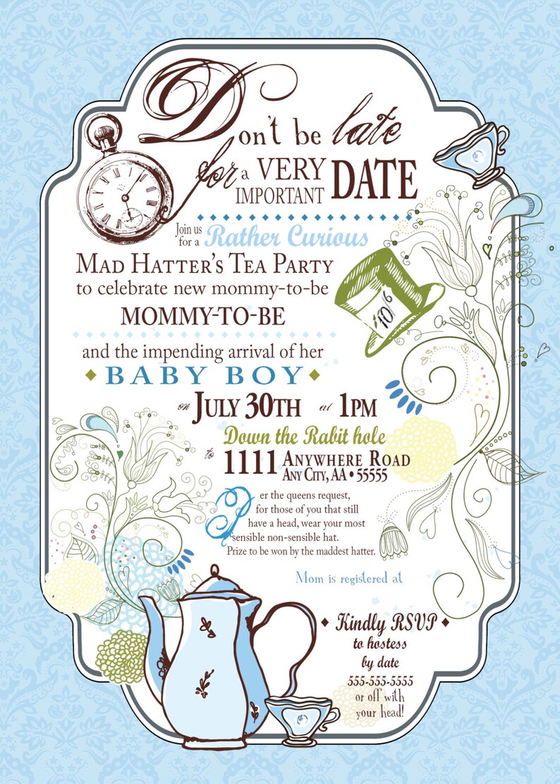 Mad Hatter Tea Party invitation Etsy