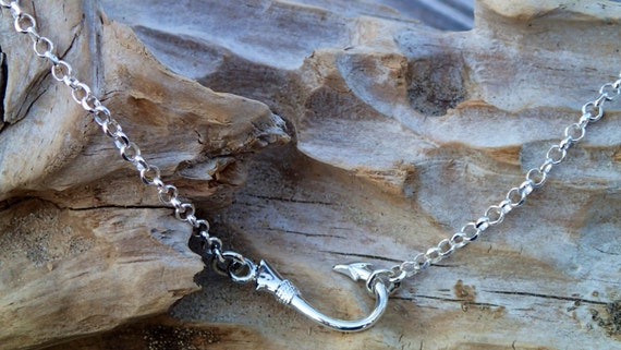 Sideways fish hook necklace clearance