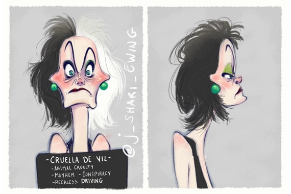 Villain Mugshots Cruella Devil Etsy villain mugshots cruella devil
