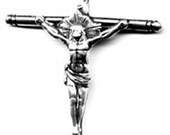 Elegant 18th Century Rosary or Pectoral Crucifix - Sterling Silver .925, or True Bronze Religious Replica - Vintage Catholic Pendant 470