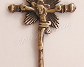 Child Crucifix Radiant Jesus Sterling Silver Bronze Religious Vintage Catholic Pendant Colonial Spain 18th Century 038