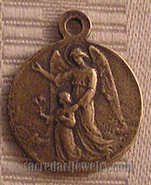 Guardian Angel Medal Child Jesus Angel Protection Etsy