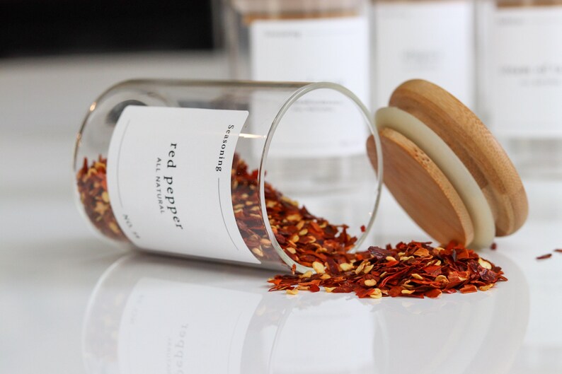 Glass Spice Jars W/ Wood Lids 18count Etsy