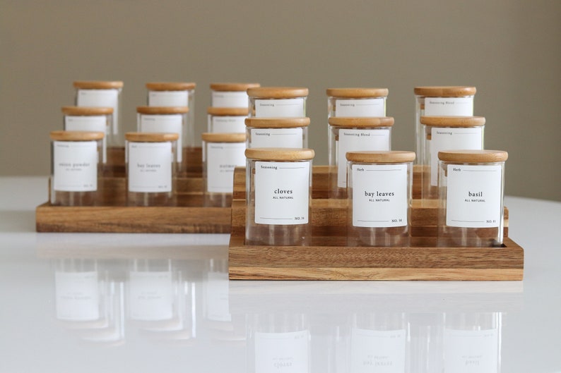 Glass Spice Jars W/ Wood Lids 18count Etsy