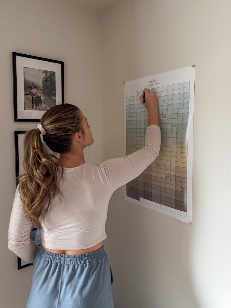 Year at a Glance 2026 Calendar | Minimalist Printable Wall Calendar ...