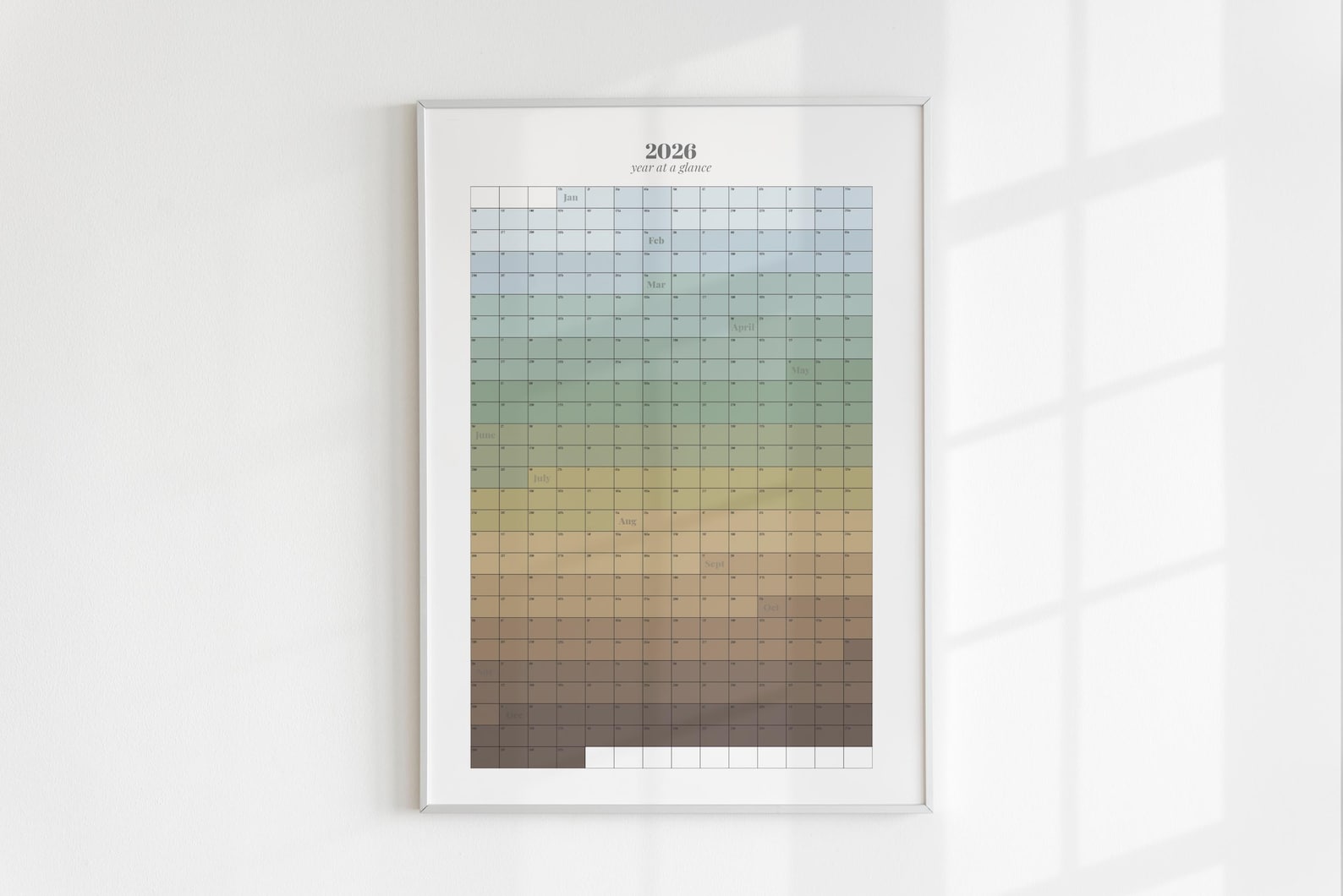 Year at a Glance 2026 Calendar | Minimalist Printable Wall Calendar ...