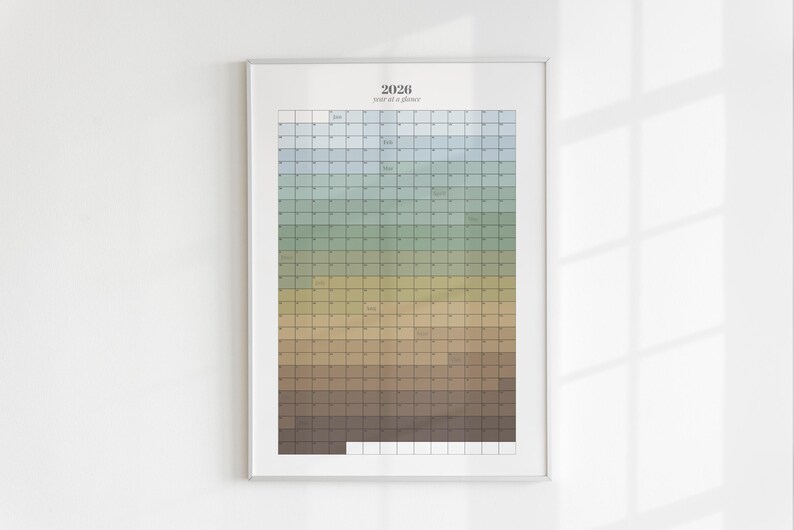 Year at a Glance 2026 Calendar | Minimalist Printable Wall Calendar ...