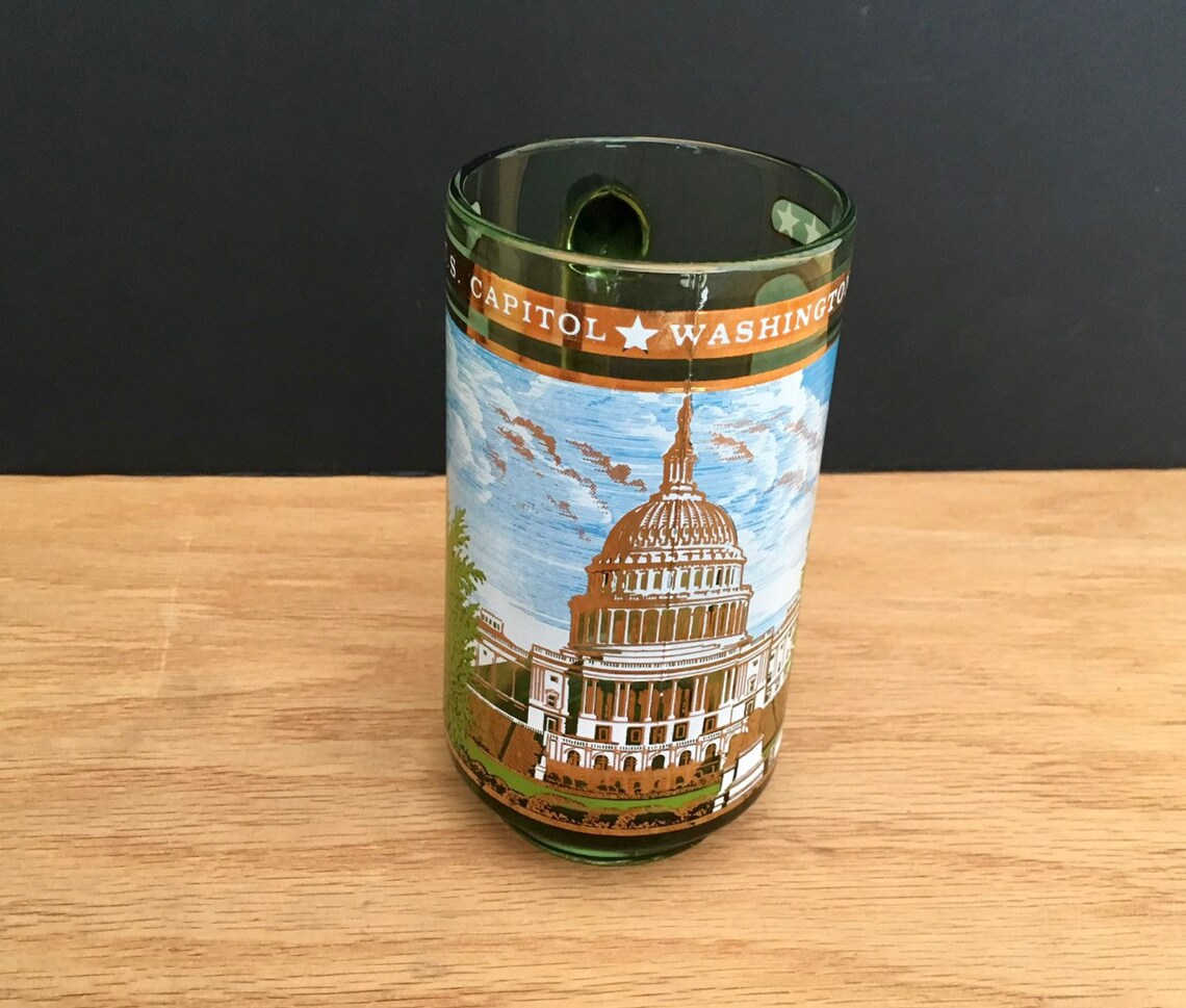 Souvenir US Capitol Washington DC Green Glass With Handle Etsy