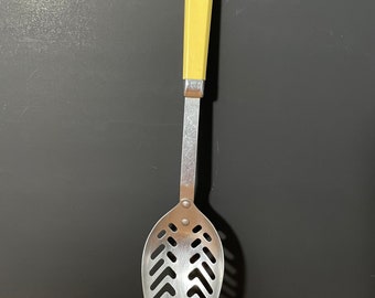 Yellow Handle Kitchen Slotted Spoon, Maid of Honor, Kitchy, Mid Century, Kitchen Utensils
